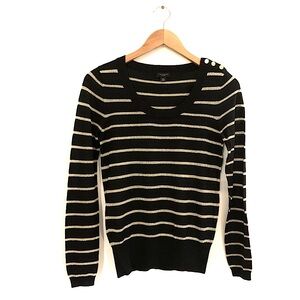 ANN TAYLOR- Black Gold Striped Sweater!